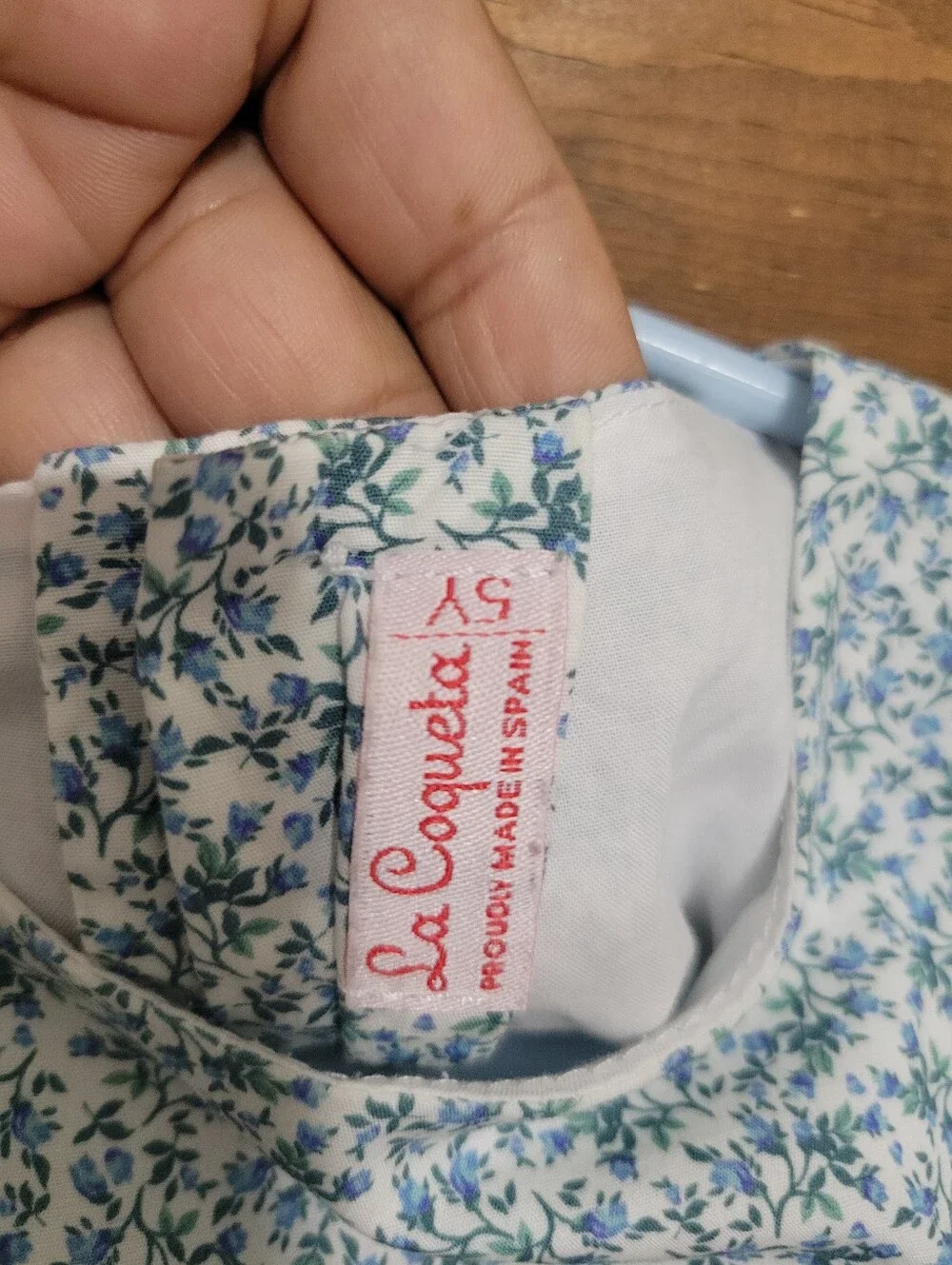 La Coqueta Blue Ditzy Floral Prairie Long Sleeve Scallop Hem Dress 5y - Picture 3 of 8
